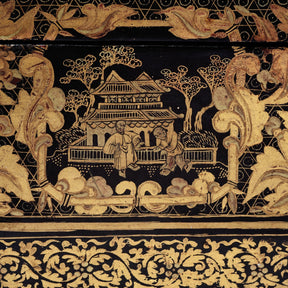 Chinese Export Black Lacquer Games Box - Qing Dynasty - Early 19thC