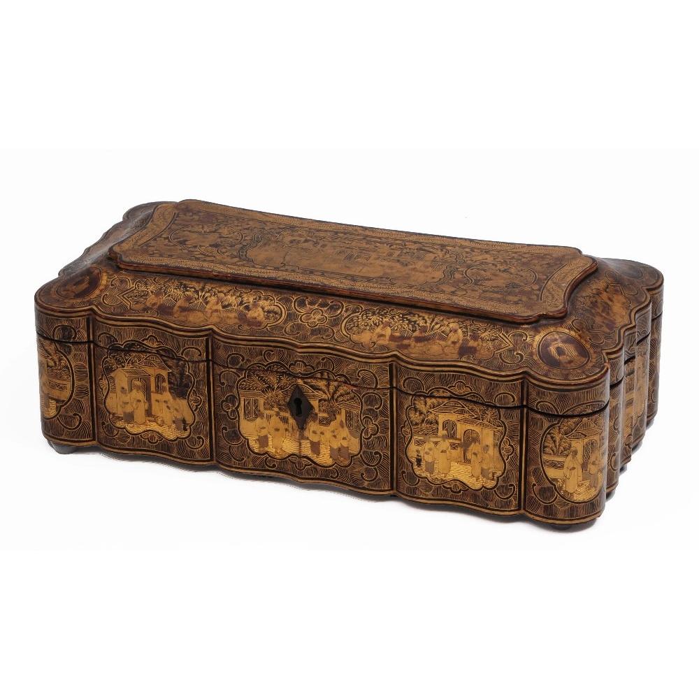 Chinese Canton Export Black Lacquer Box - Early 19thC