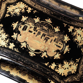 Gilt Black Lacquer Chinese Export Sewing Box - Early 19th Century