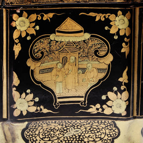 Gilt Black Lacquer Chinese Export Sewing Box - Early 19th Century
