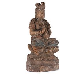 Chinese Painted Wood Seated Guanyin Statue
