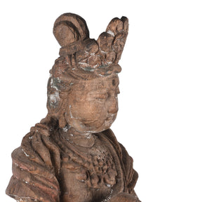 Chinese Painted Wood Seated Guanyin Statue