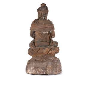 Chinese Painted Wood Seated Guanyin Statue