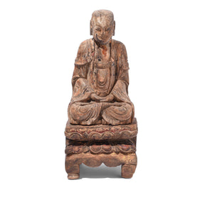 Chinese Polychrome Wood Figure of Buddha - 17thC