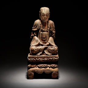 Chinese Polychrome Wood Figure of Buddha - 17thC