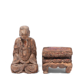 Chinese Polychrome Wood Figure of Buddha - 17thC