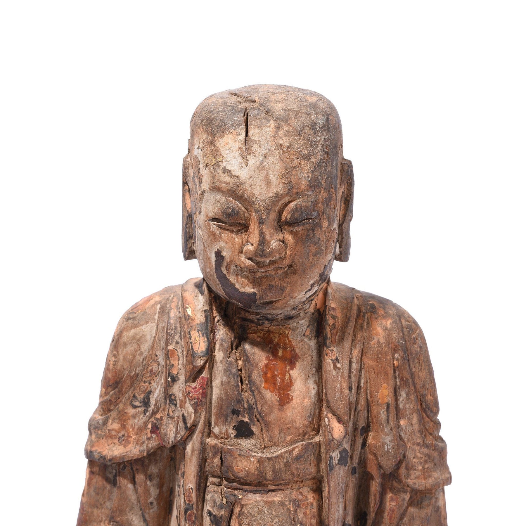 Chinese Polychrome Wood Figure of Buddha - 17thC