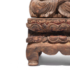 Chinese Polychrome Wood Figure of Buddha - 17thC