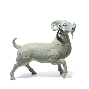 Elegant Bronze Ram Statue - Han Dynasty Style