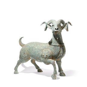Elegant Bronze Ram Statue - Han Dynasty Style