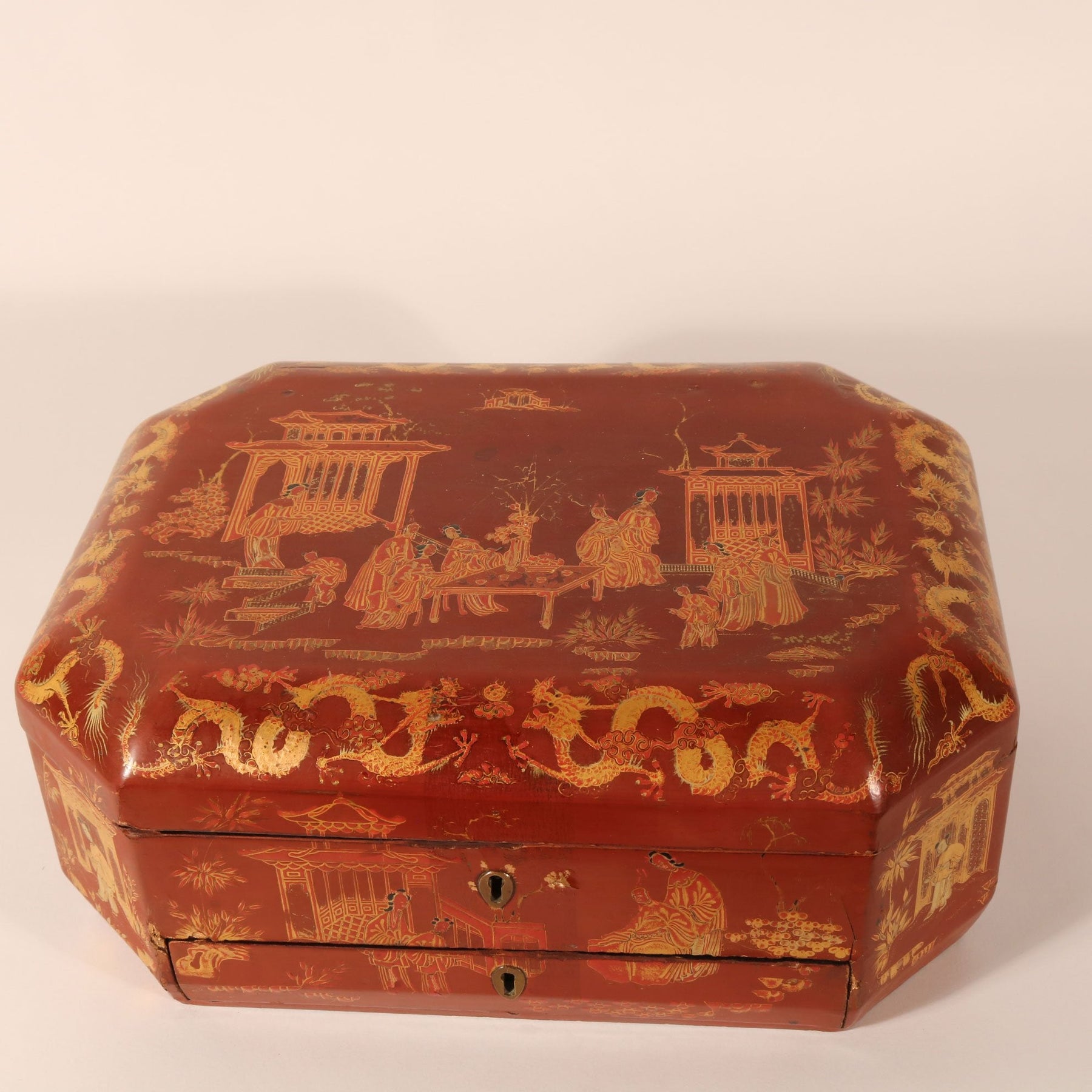 Chinese Export Red Lacquer Box - 19thC