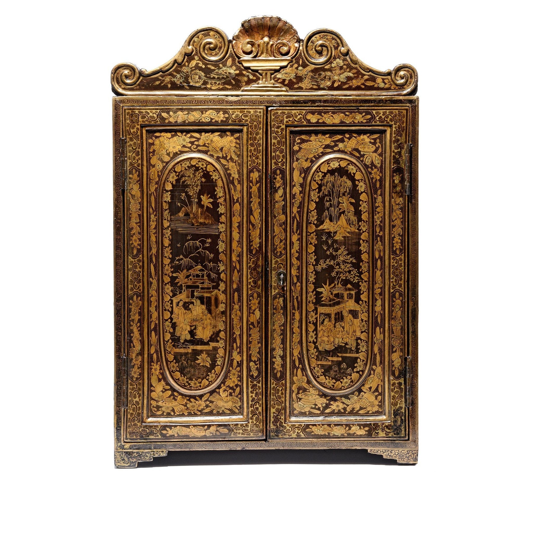 Gilt Black Lacquer Jewellery Cabinet - Early 19thC