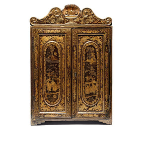 Gilt Black Lacquer Jewellery Cabinet - Early 19thC