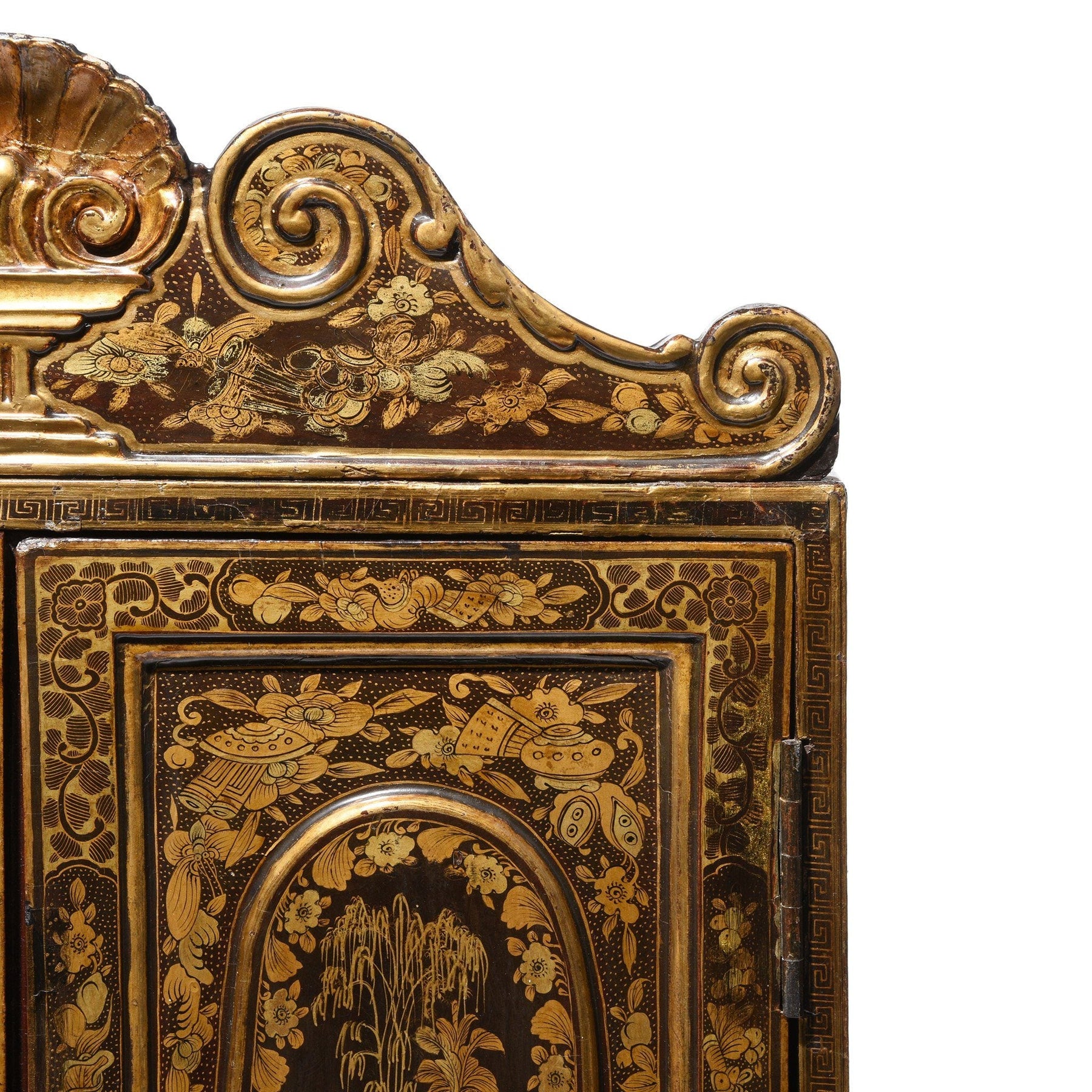 Gilt Black Lacquer Jewellery Cabinet - Early 19thC