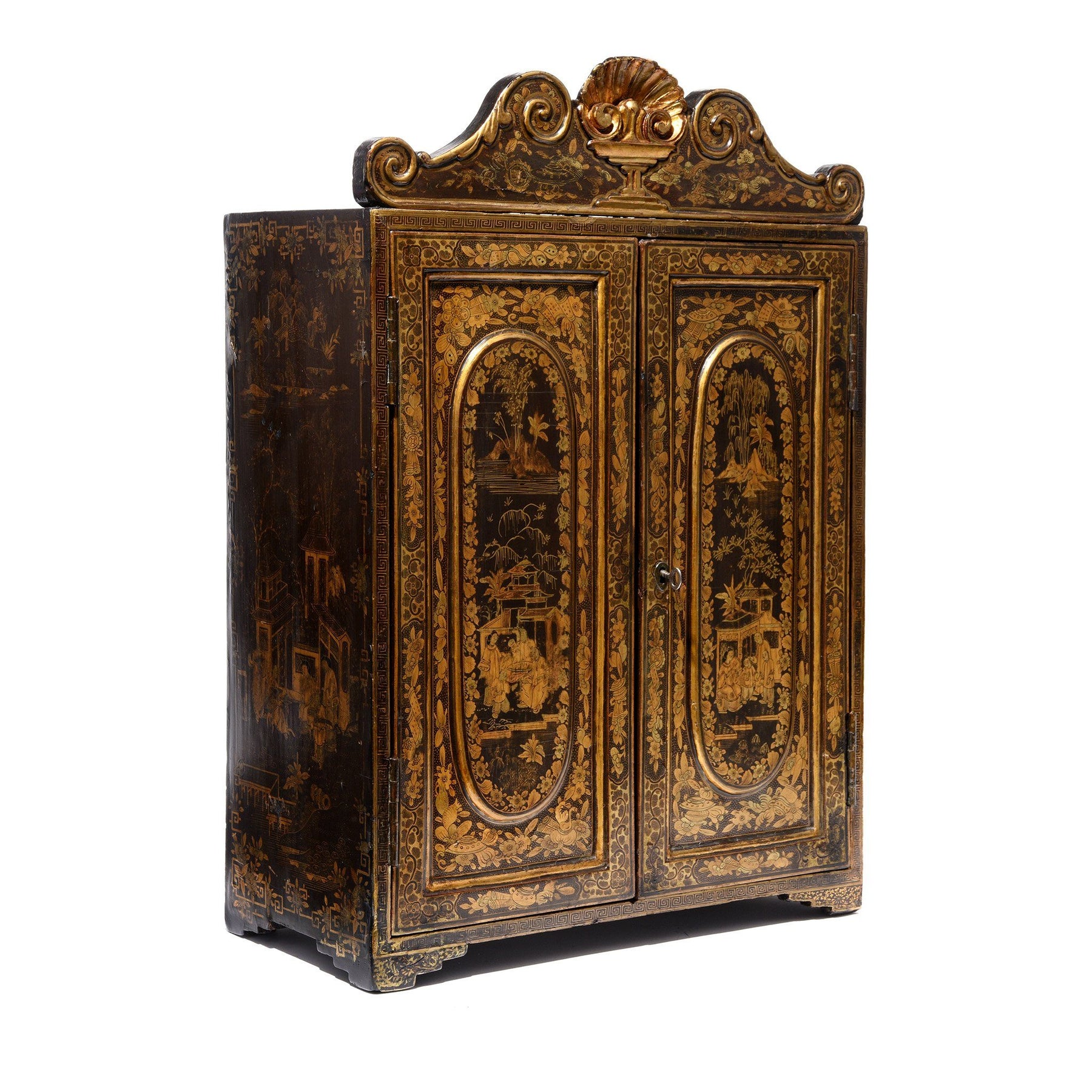 Gilt Black Lacquer Jewellery Cabinet - Early 19thC