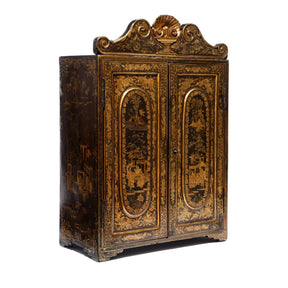 Gilt Black Lacquer Jewellery Cabinet - Early 19thC