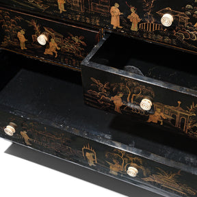 Gilt Black Lacquer Chinese Export Jewellery Cabinet - Early 19thC