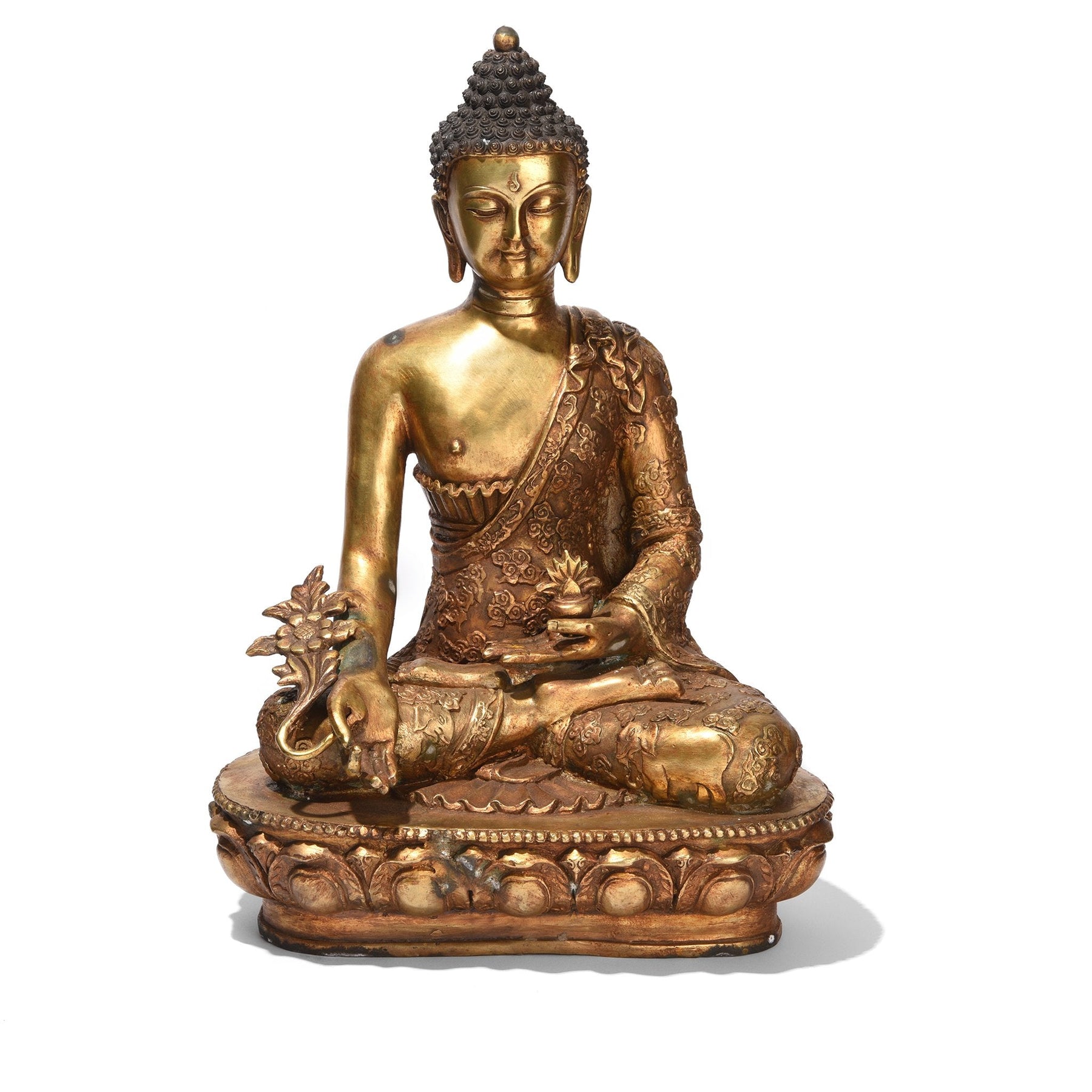 Gilt Bronze Sitting Buddha Statue - Varada Mudra Pose