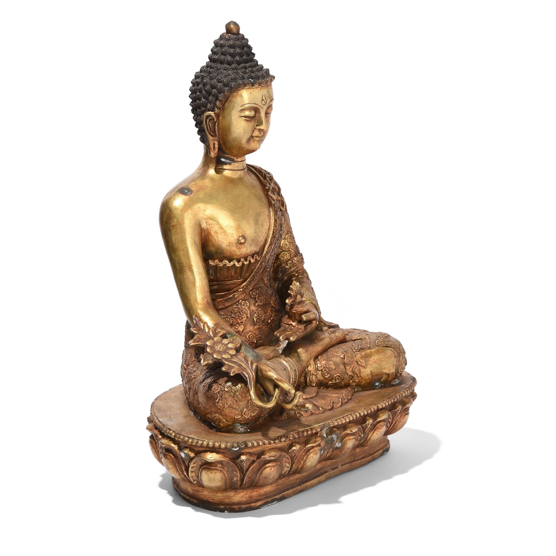 Gilt Bronze Sitting Buddha Statue - Varada Mudra Pose