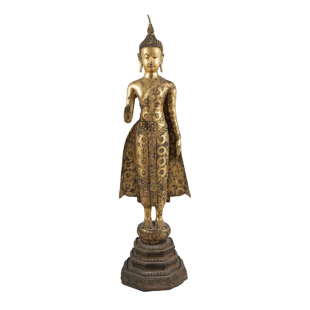 Gilt Thai Standing Buddha - Early 20thC