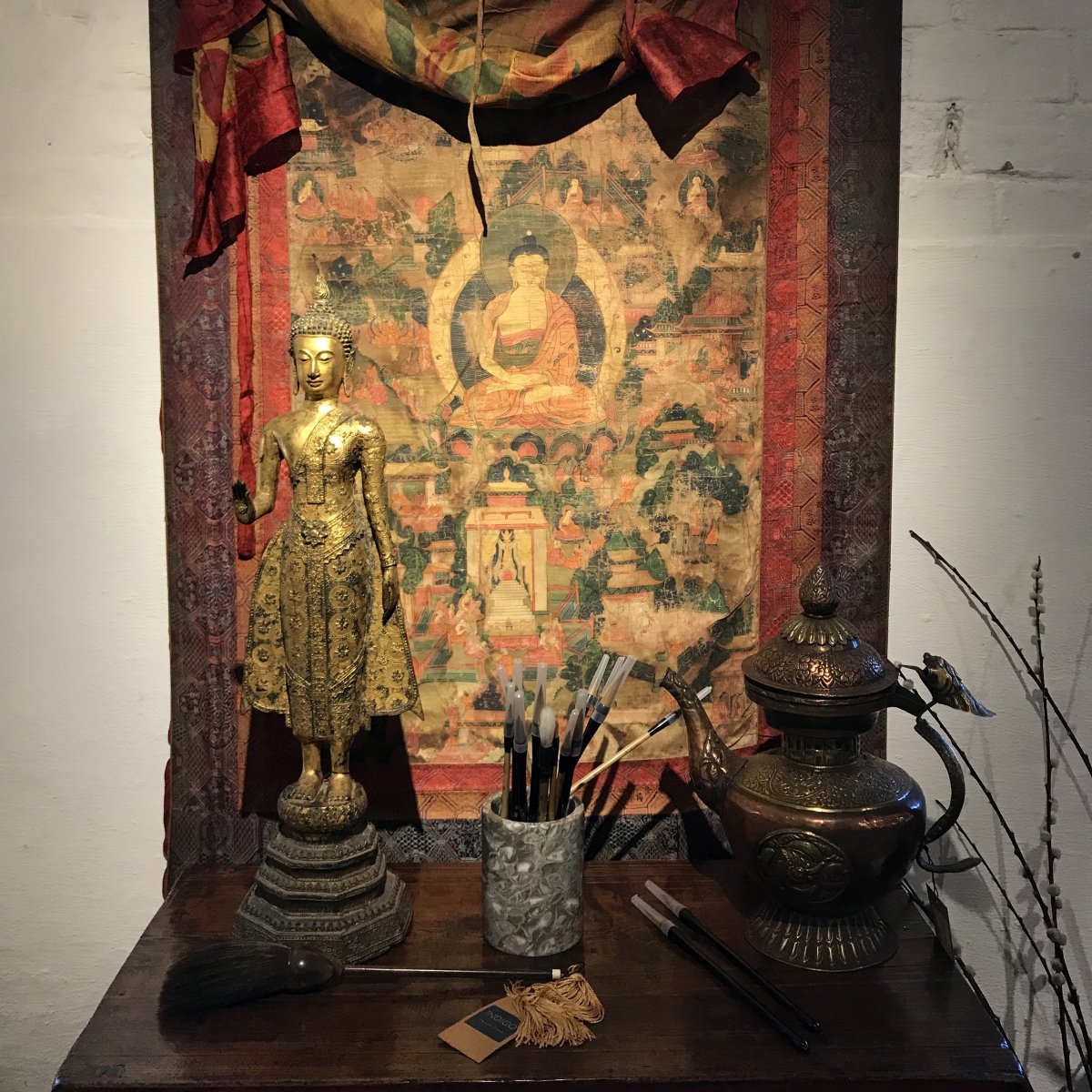 Gilt Thai Standing Buddha - Early 20thC