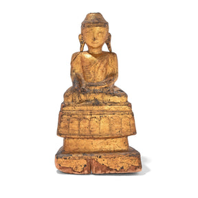 Gilt Wooden Burmese Buddha Statue - 18thC