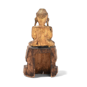 Gilt Wooden Burmese Buddha Statue - 18thC