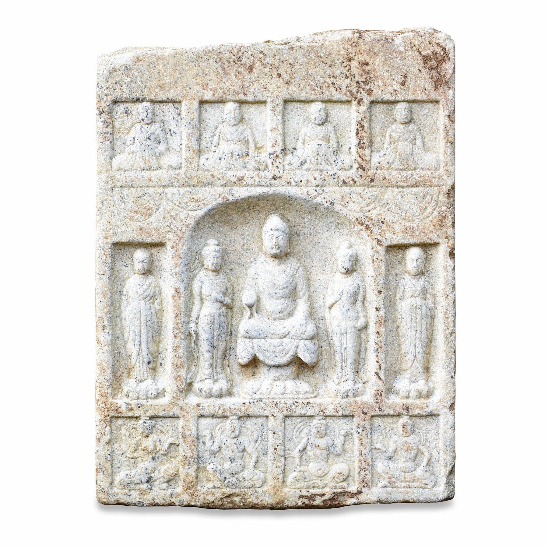 Hand Carved Marble Buddha Stele From Hebei