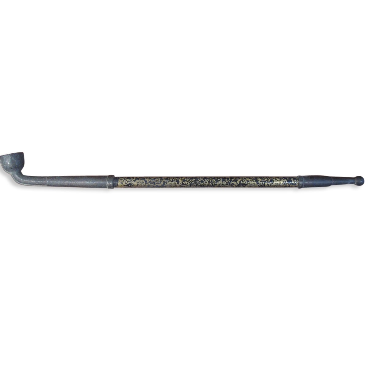 Opium Pipe With Brass & Cloisonné