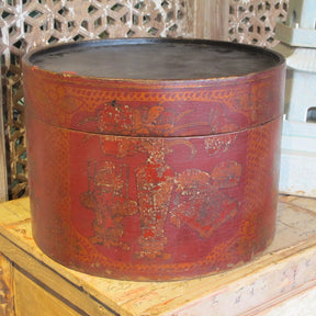 Red Lacquer Hat Box From Shanxi - 19thC