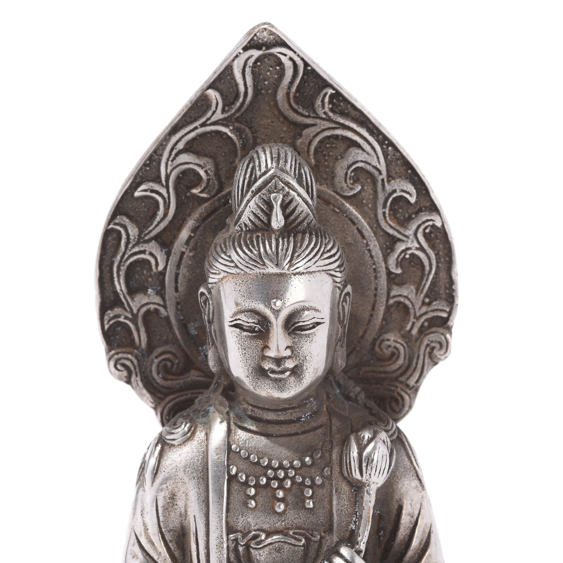 Silver Plated Seated Guanyin Statue