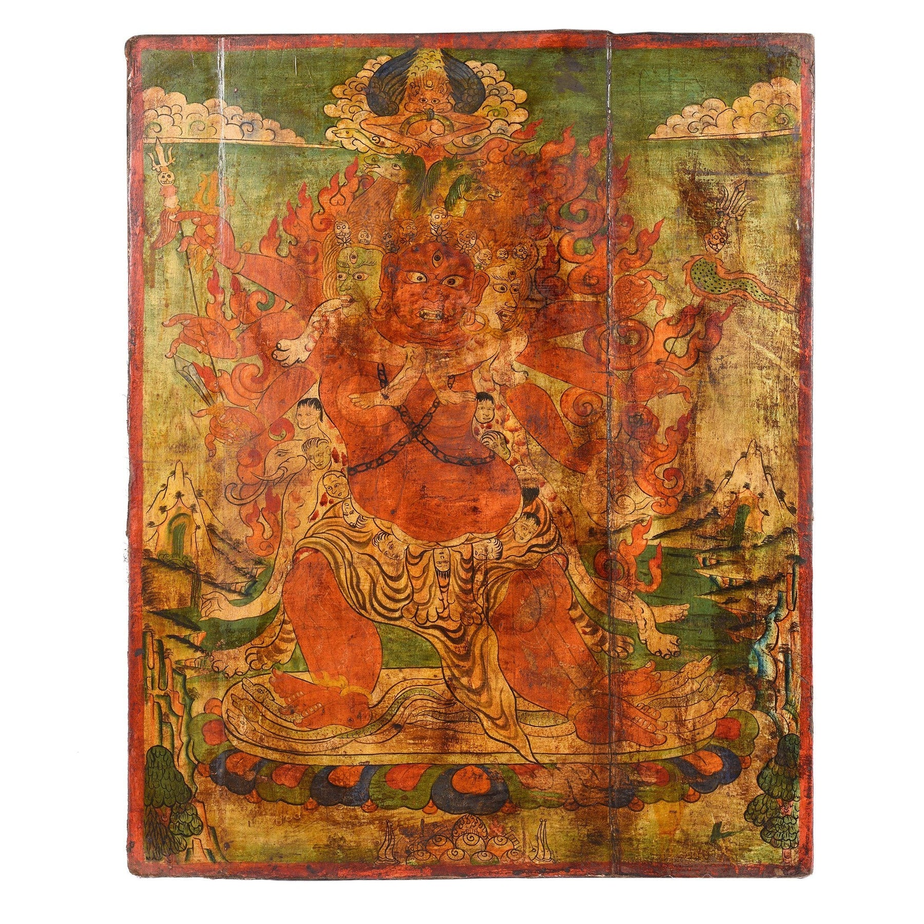 Tibetan Painted Panel of Hayagriva - Ca 50 Years Old