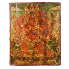 Tibetan Painted Panel of Hayagriva - Ca 50 Years Old