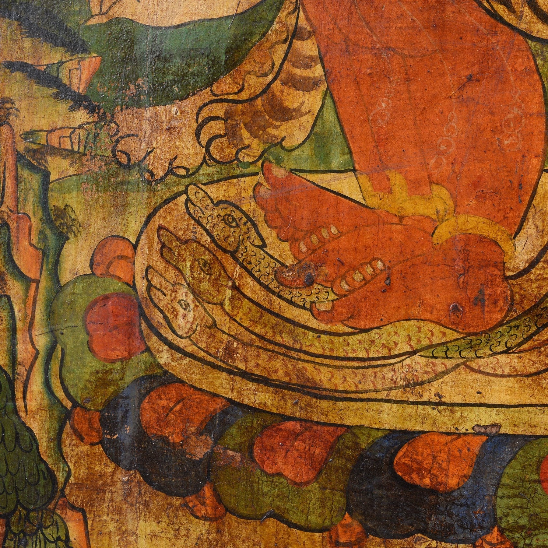 Tibetan Painted Panel of Hayagriva - Ca 50 Years Old
