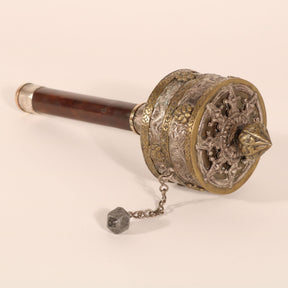 Tibetan Prayer Wheel Siver & Brass -19thC