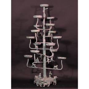 Verdigris Bronze Candelabra - Han Dynasty Style