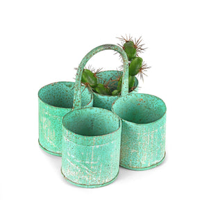 4 Way Green Painted Plant Holder From Rajasthan