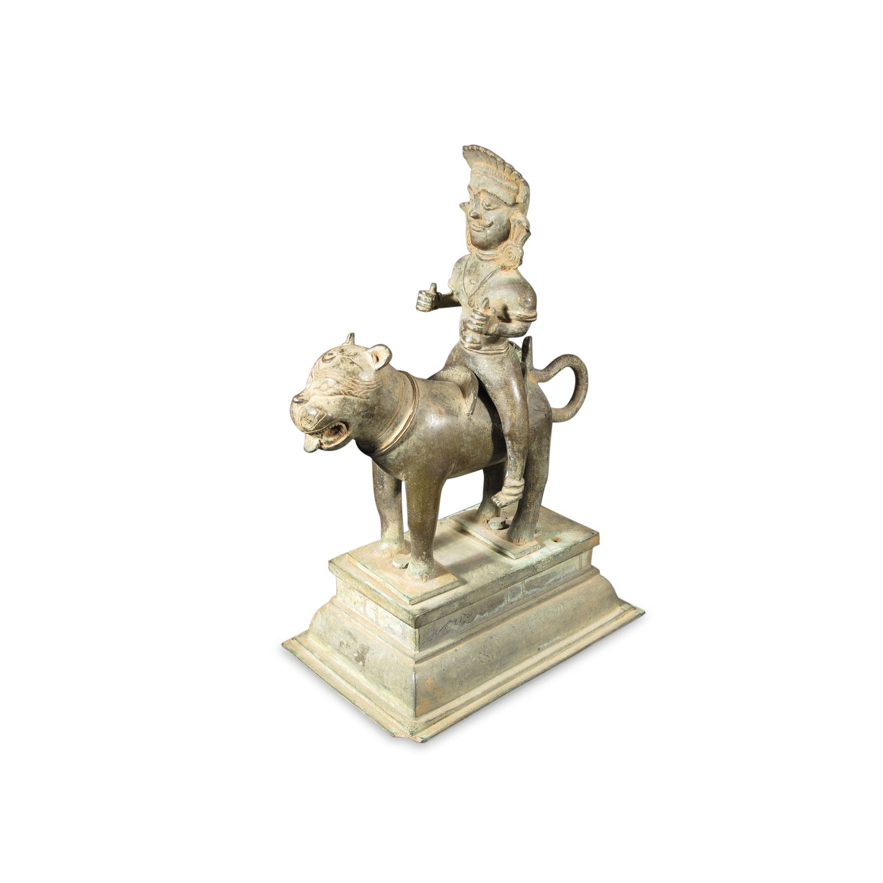 A Rare Bronze Statue of Surya the Sun God, Riding a Tiger - 18thC