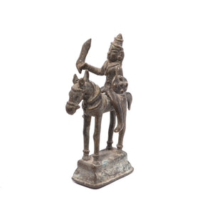 Brass Khandoba On Horse From The Deccan  - 19thC