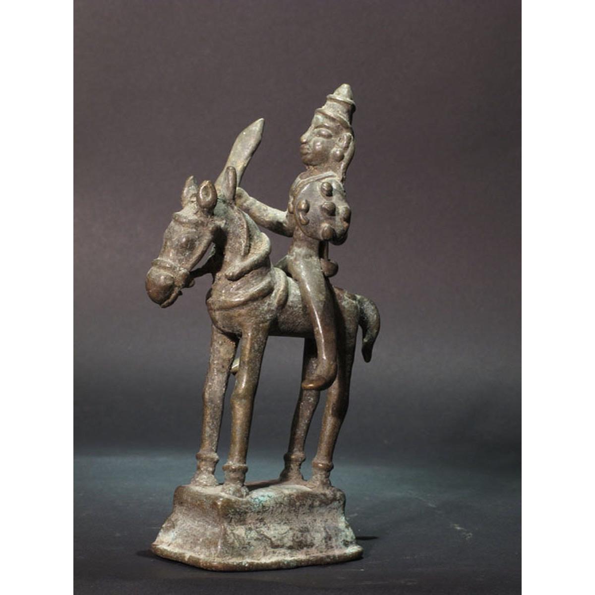 Brass Khandoba On Horse From The Deccan  - 19thC
