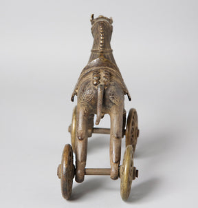 Brass Horse Toy On Wheels - Ca 100 yrs old