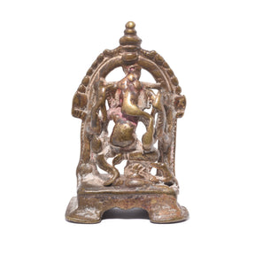 Brass Miniature Votive Statue Of Lord Ganesh - 19thC