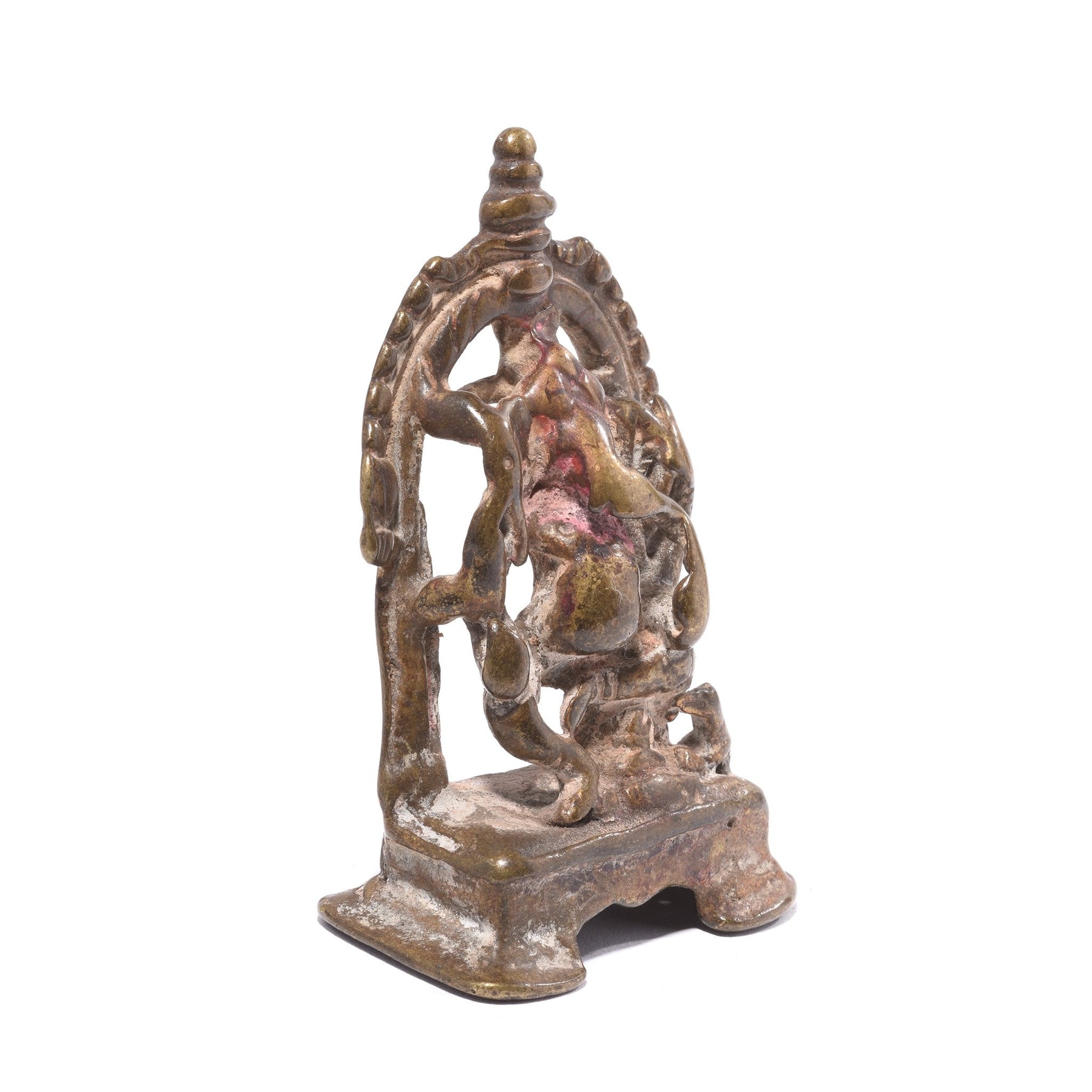 Brass Miniature Votive Statue Of Lord Ganesh - 19thC