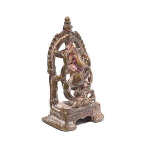 Brass Miniature Votive Statue Of Lord Ganesh - 19thC