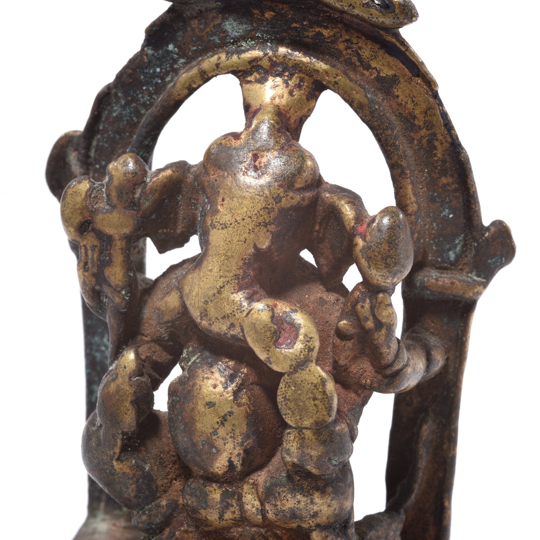 Brass Miniature Votive Statue Of Lord Ganesh - 19th Century