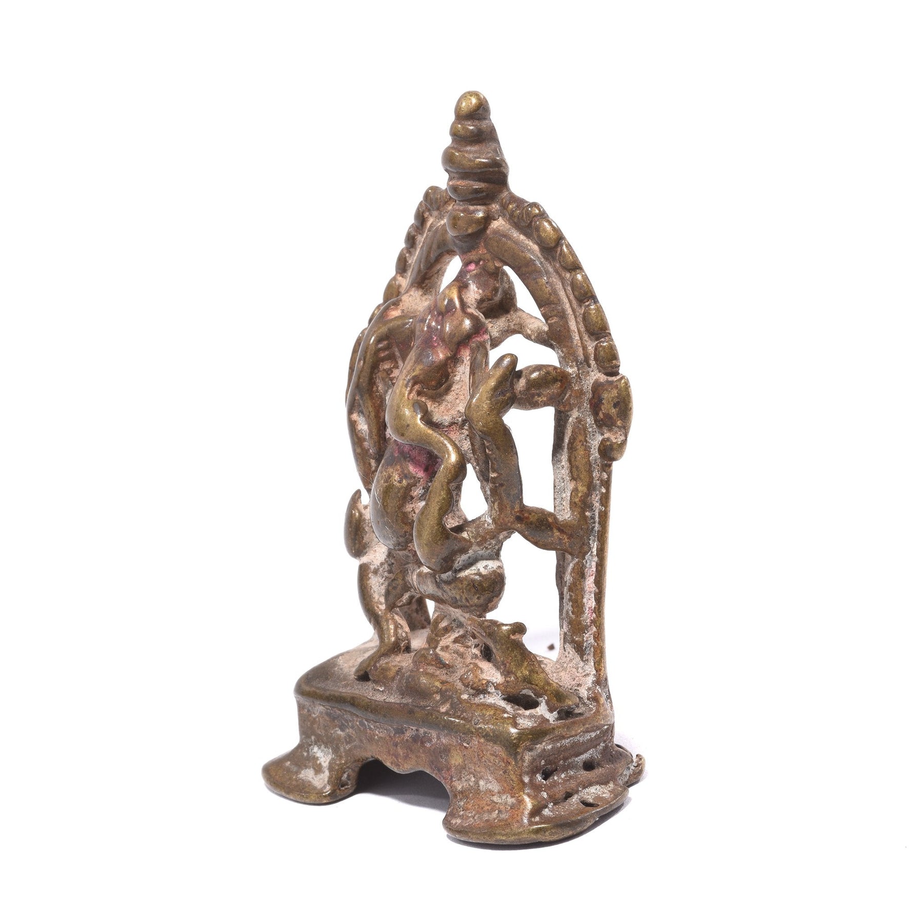 Brass Miniature Votive Statue Of Lord Ganesh - 19thC