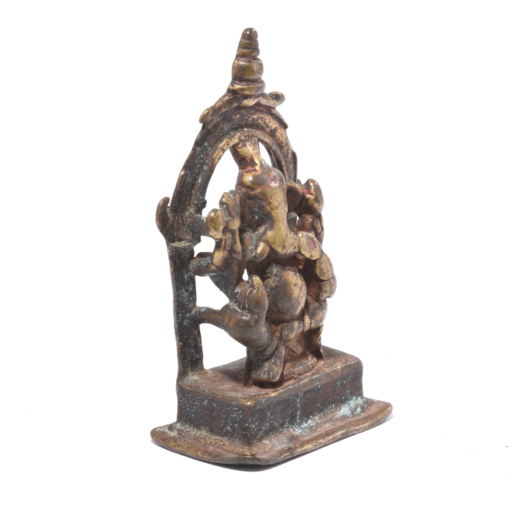 Brass Miniature Votive Statue Of Lord Ganesh - 19th Century