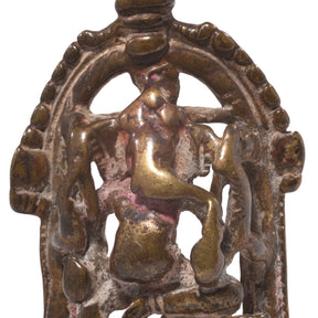 Brass Miniature Votive Statue Of Lord Ganesh - 19thC