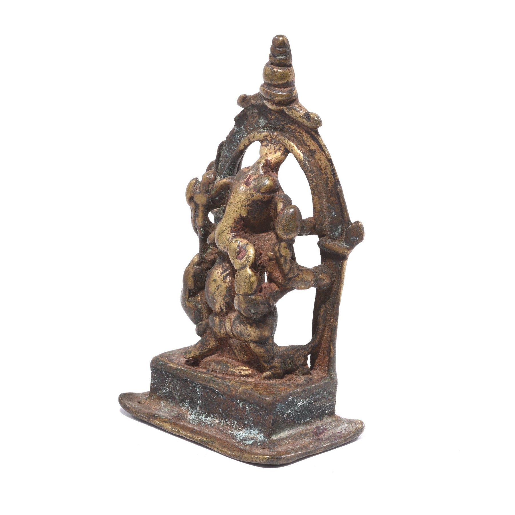 Brass Miniature Votive Statue Of Lord Ganesh - 19th Century