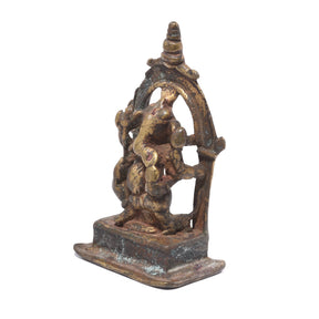 Brass Miniature Votive Statue Of Lord Ganesh - 19th Century